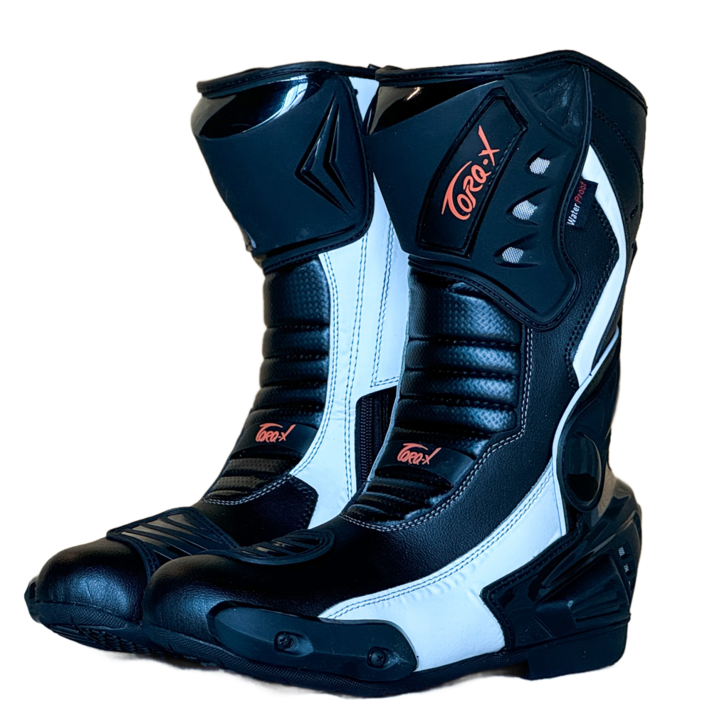 Stylish Black and White Biker Boots