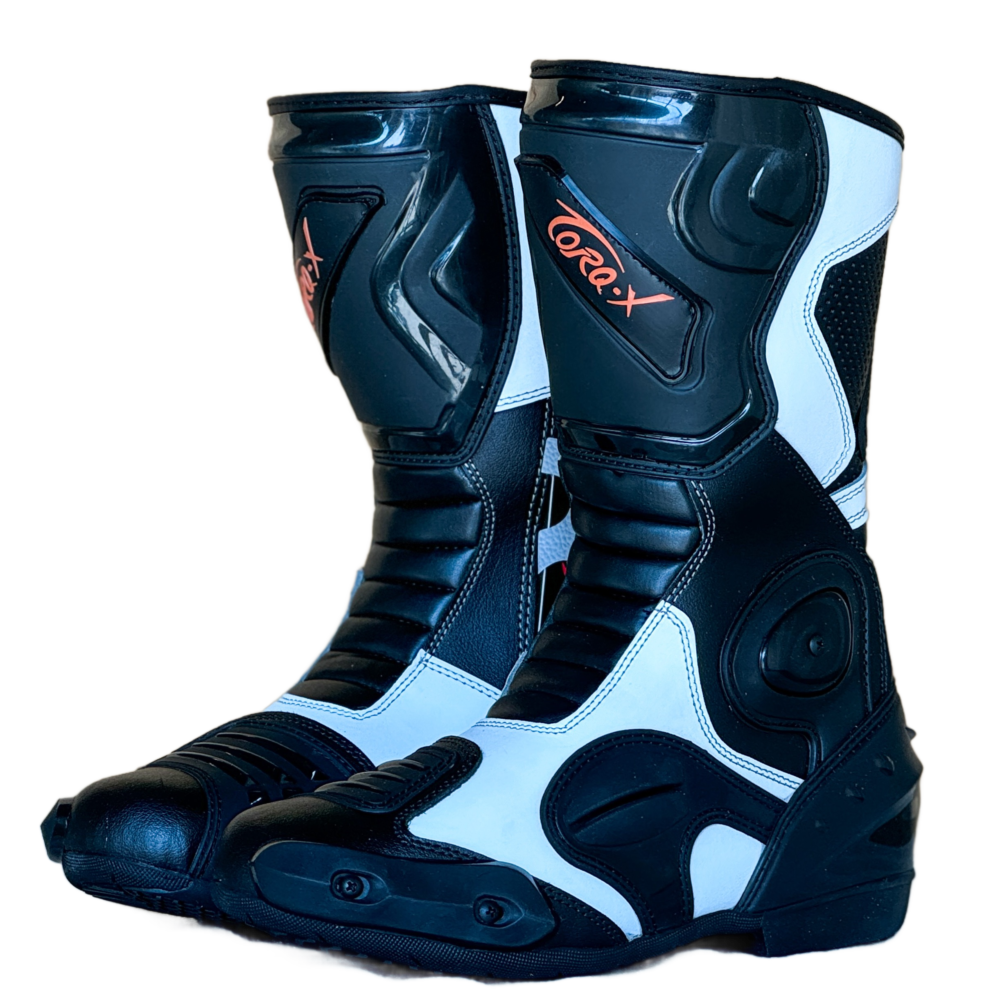 Stylish Black and White Biker Boots - Image 3